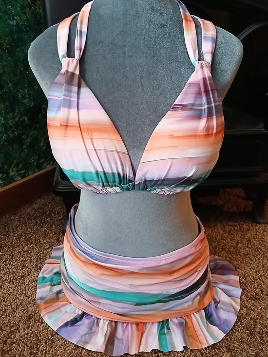Source Unknown Other - Striped Pastel Multicolor Bikini Set